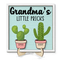 Grandma Mom Little Pricks Cactus Personalized 2-layer Wooden Plaque